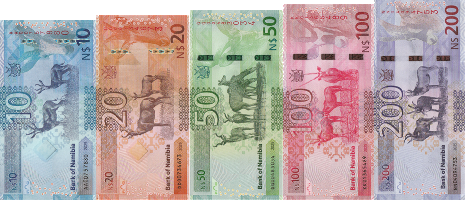 PN20-24 Namibia - 10-200 Dollars (5 Notes) (2025)